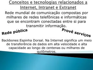 conceitos e tecnologias relacionados a internet intranet e extranet