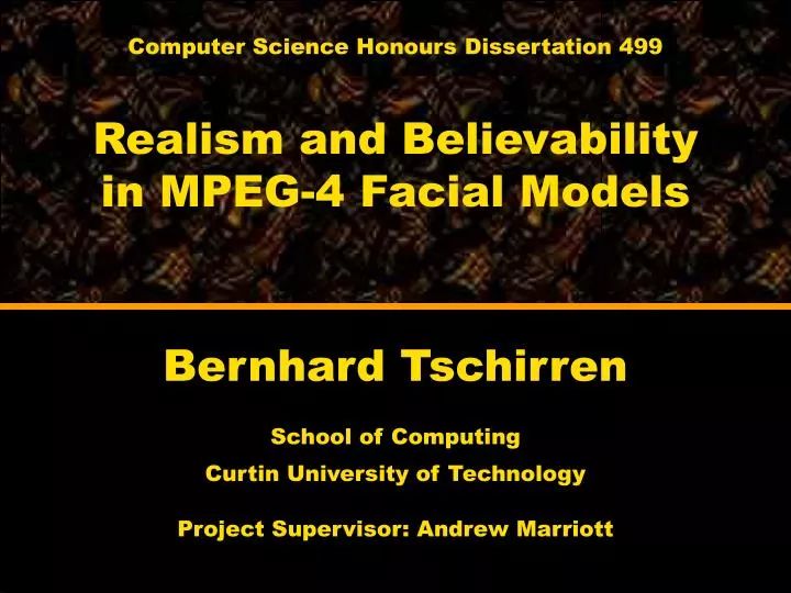 computer science honours dissertation 499 realism and believability in mpeg 4 facial models