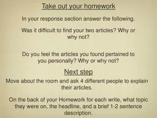Take out your homework