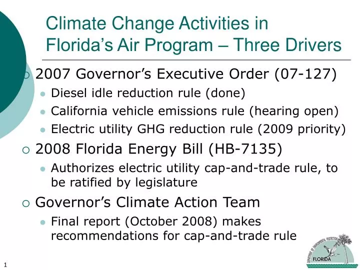 climate change activities in florida s air program three drivers
