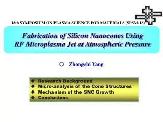 Fabrication of Silicon Nanocones Using RF Microplasma Jet at Atmospheric Pressure