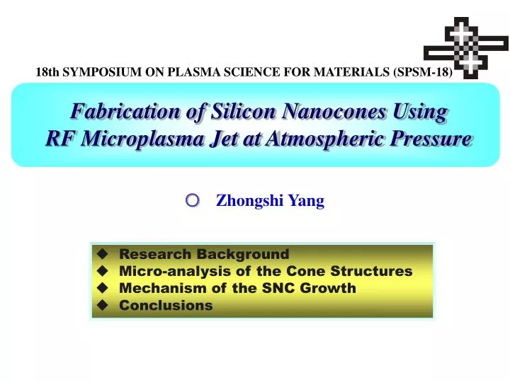 fabrication of silicon nanocones using rf microplasma jet at atmospheric pressure
