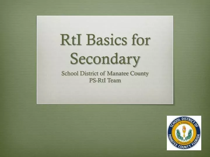 rti basics for secondary