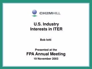 U.S. Industry Interests in ITER