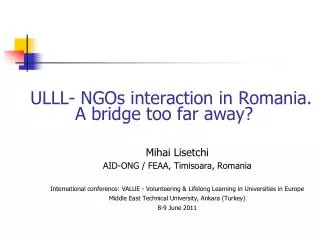 ULLL- NGOs interaction in Romania. A bridge too far away?