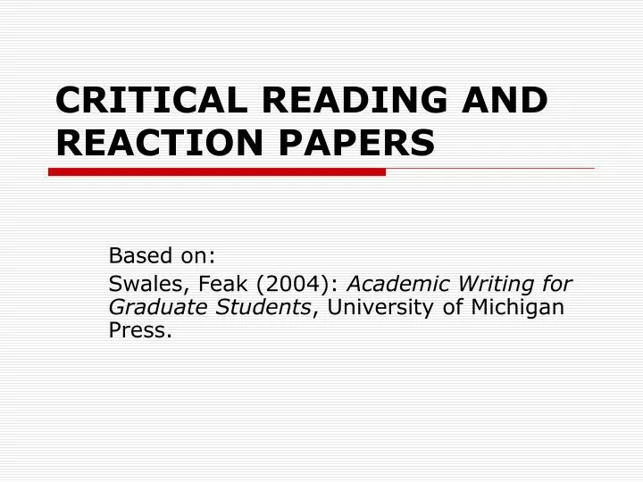critical reading and reaction papers