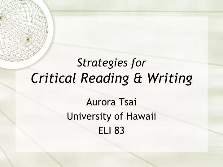 strategies for critical reading writing