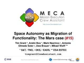 Space Autonomy as Migration of Functionality: The Mars case (#15)