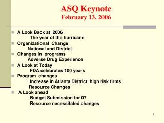 ASQ Keynote February 13, 2006