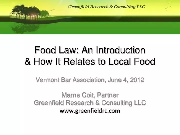 food law an introduction how it relates to local food
