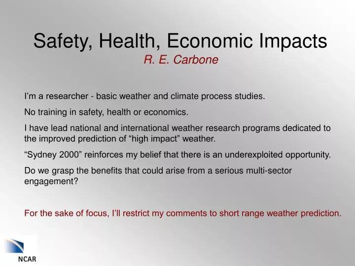 safety health economic impacts r e carbone
