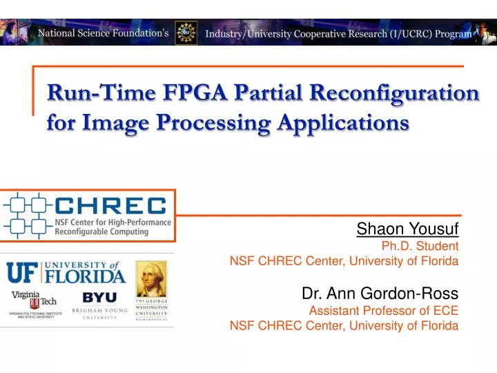 run time fpga partial reconfiguration for image processing applications