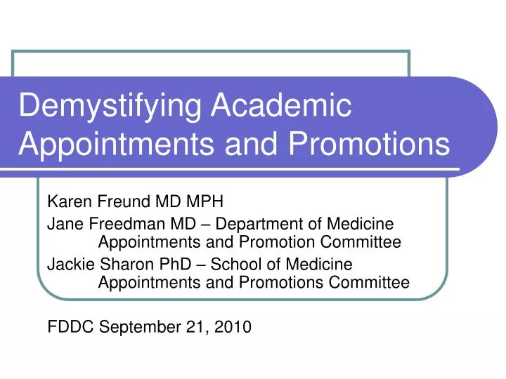 demystifying academic appointments and promotions