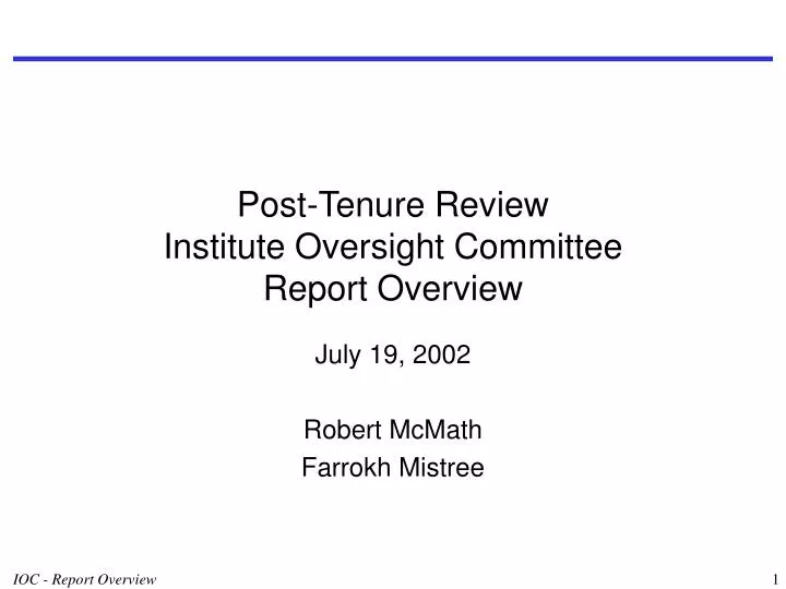 post tenure review institute oversight committee report overview