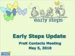 Early Steps Program Update: Key Changes and Initiatives as of May 5, 2010 - slide 1