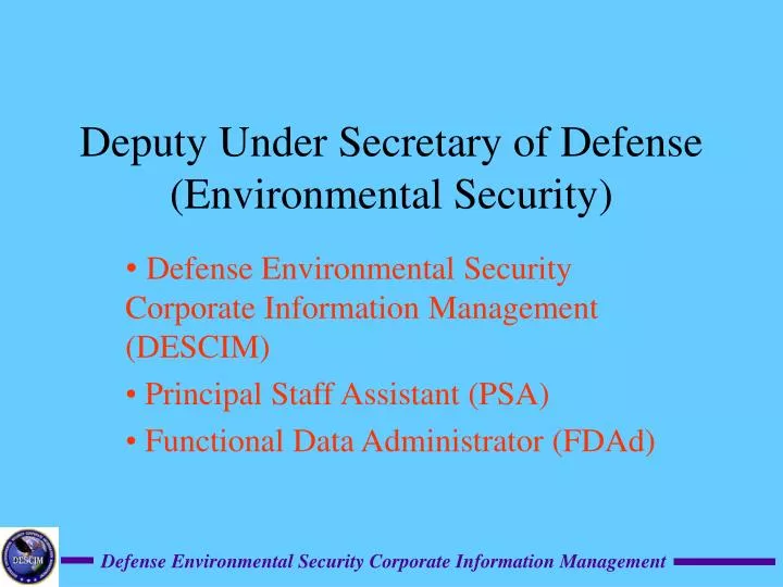 deputy under secretary of defense environmental security