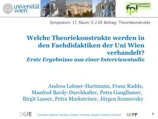 Symposium: 17, Raum: E.2.05 Beitrag: Theoriekonstrukte