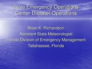 State Emergency Operations Center Disaster Operations