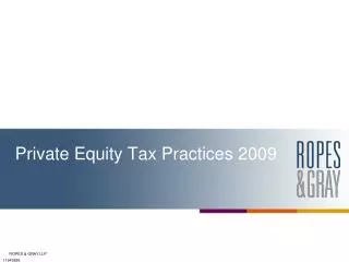 Private Equity Tax Practices 2009