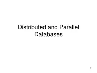 Distributed and Parallel Databases