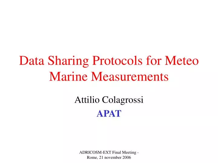 data sharing protocols for meteo marine measurements