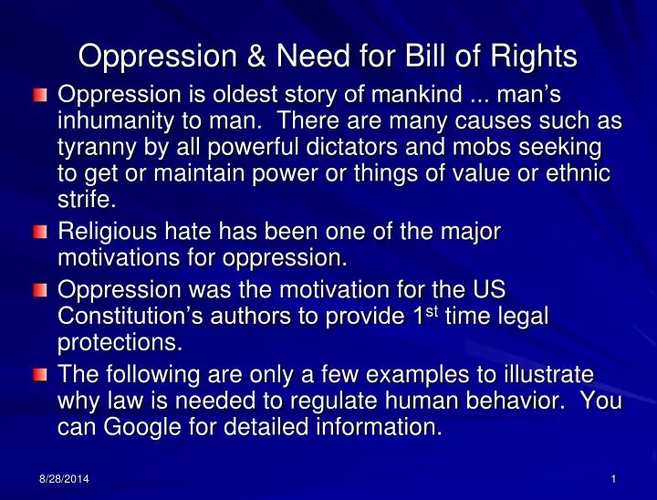 oppression need for bill of rights