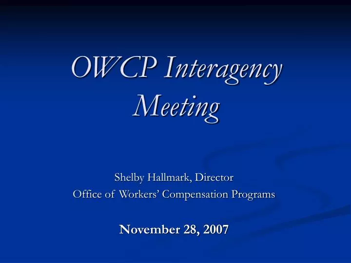 owcp interagency meeting