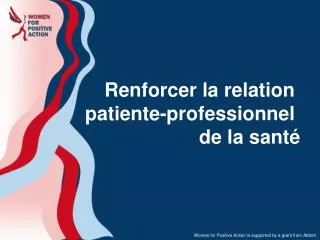 renforcer la relation patiente professionnel de la sant