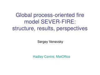 Global process-oriented fire model SEVER-FIRE: structure, results, perspectives