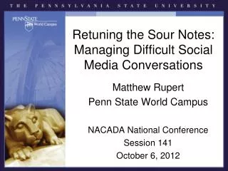 Retuning the Sour Notes: Managing Difficult Social Media Conversations