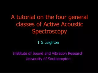 A tutorial on the four general classes of Active Acoustic Spectroscopy