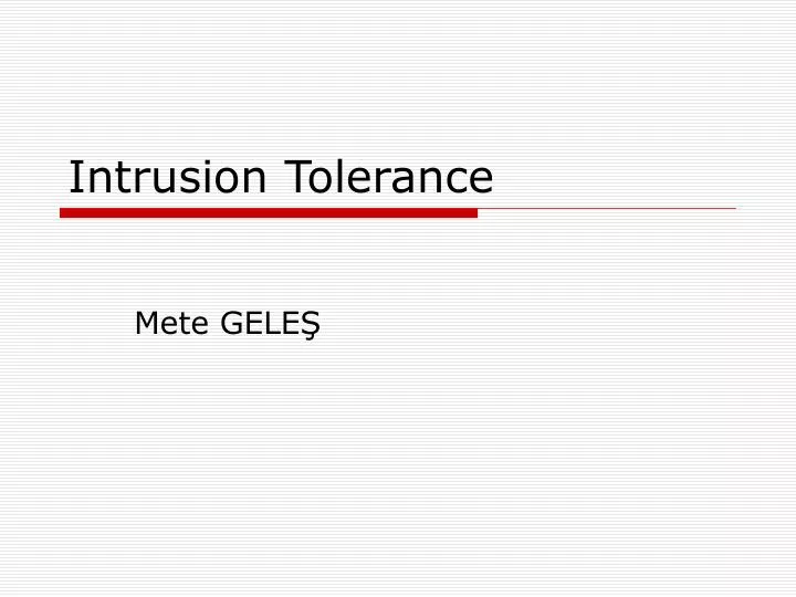 intrusion tolerance
