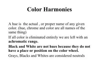 Color Harmonies