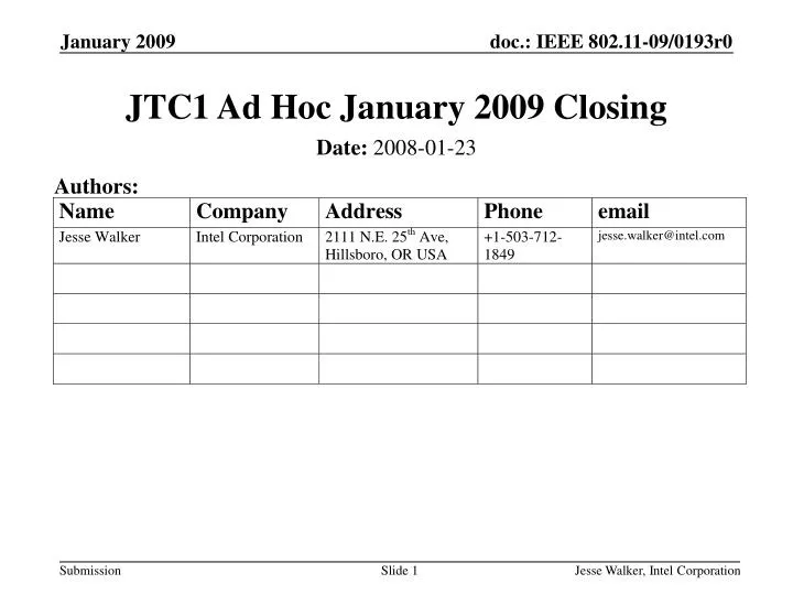 jtc1 ad hoc january 2009 closing