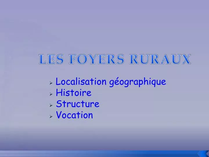 les foyers ruraux