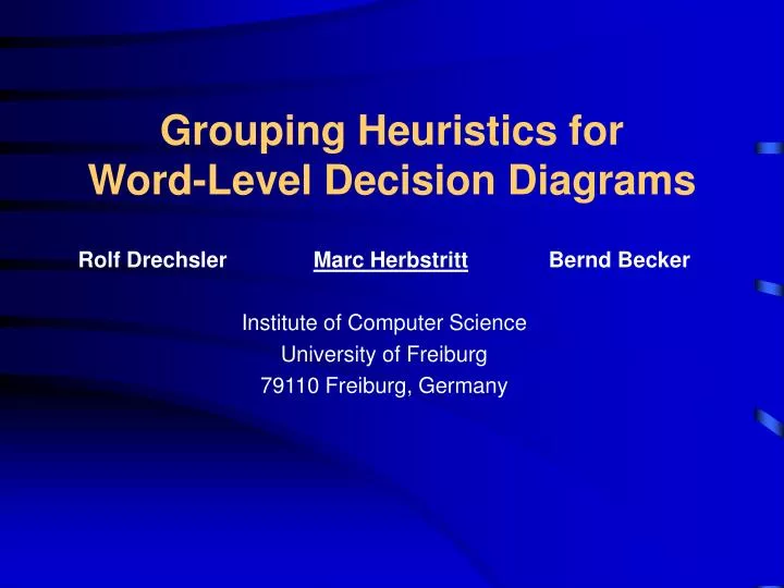 grouping heuristics for word level decision diagrams