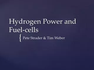 hydrogen power and fuel cells