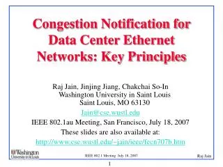 Congestion Notification for Data Center Ethernet Networks: Key Principles