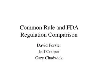 Common Rule and FDA Regulation Comparison