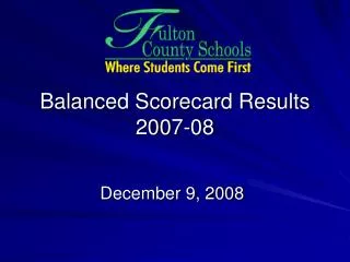 Balanced Scorecard Results 2007-08