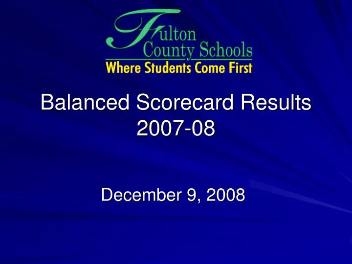 balanced scorecard results 2007 08