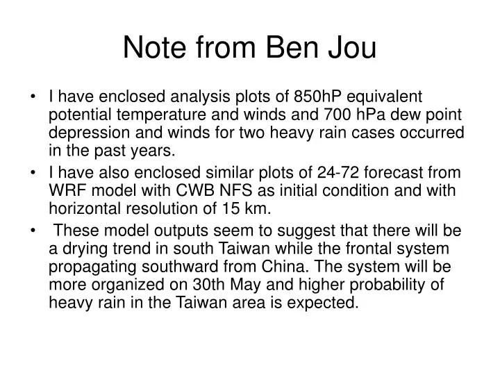 note from ben jou