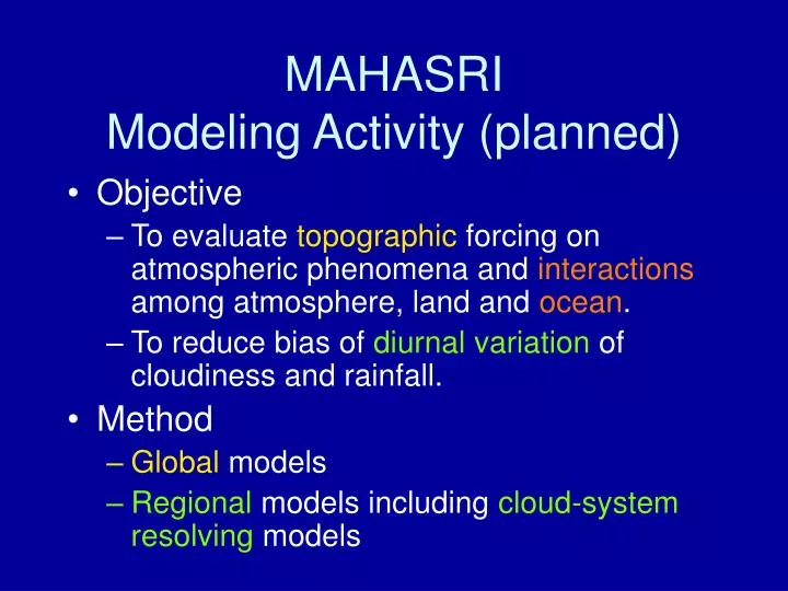 mahasri modeling activity planned