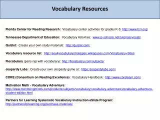 Vocabulary Resources