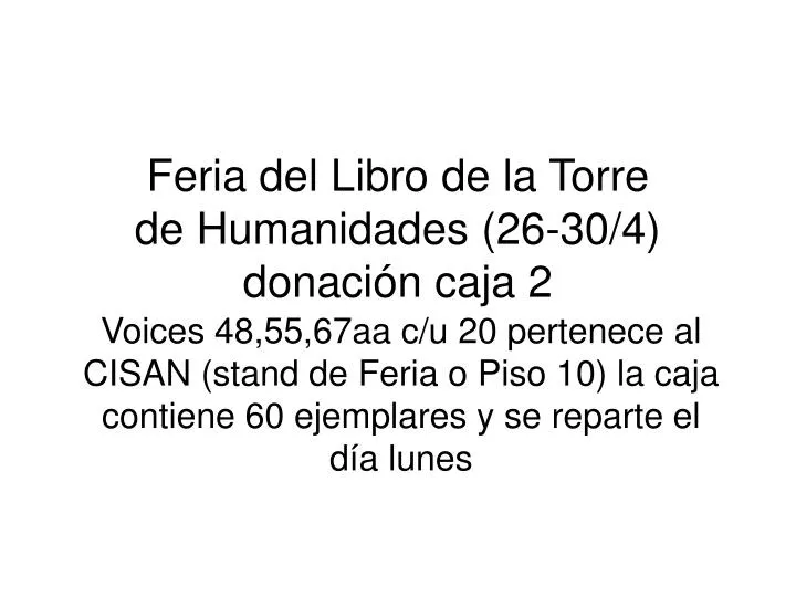 feria del libro de la torre de humanidades 26 30 4 donaci n caja 2