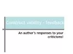Validity and Feedback: Analyzing Author Responses to Criticism in Peer Review - slide 1