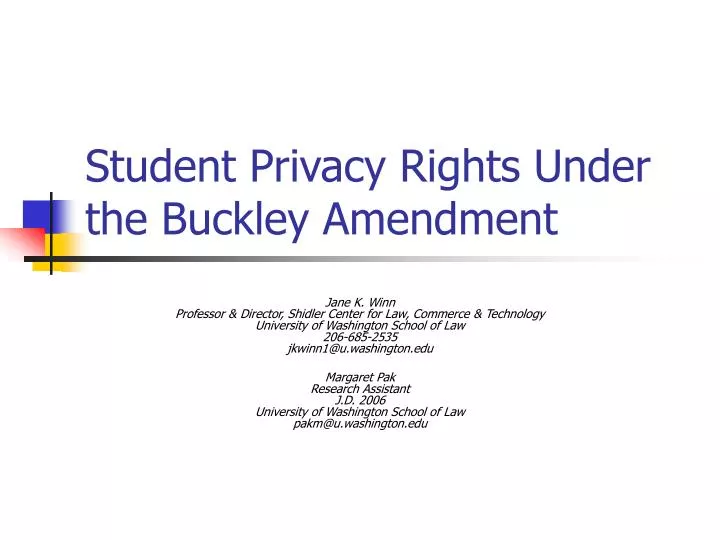 student privacy rights under the buckley amendment
