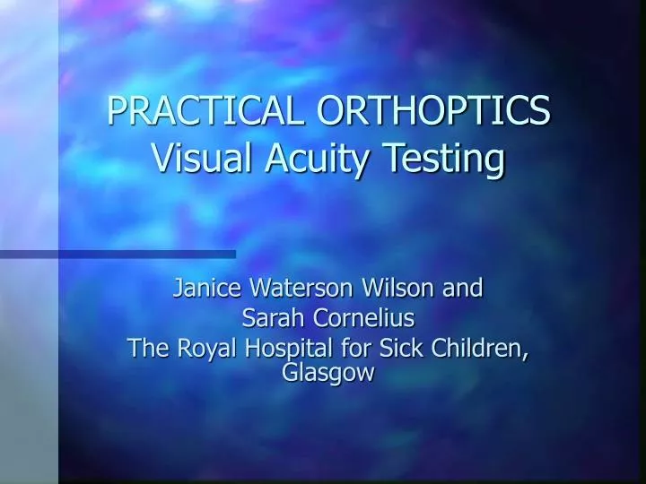 practical orthoptics visual acuity testing