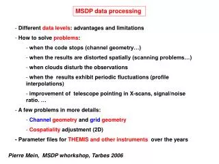 MSDP data processing