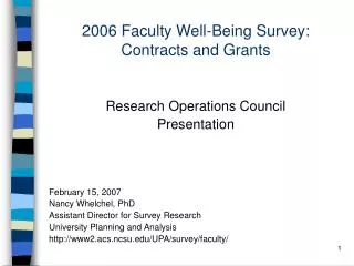 2006 Faculty Well-Being Survey: Contracts and Grants
